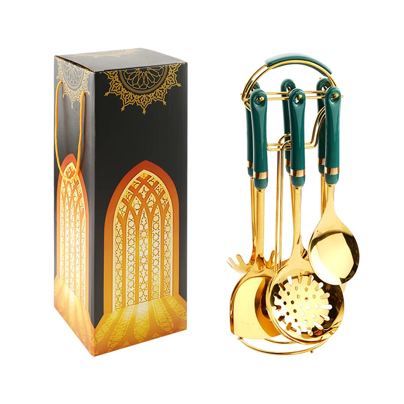 

Kitchenware Set Stainless Steel 7pcs Ceramic Handle with Holder Kitchen Assessories