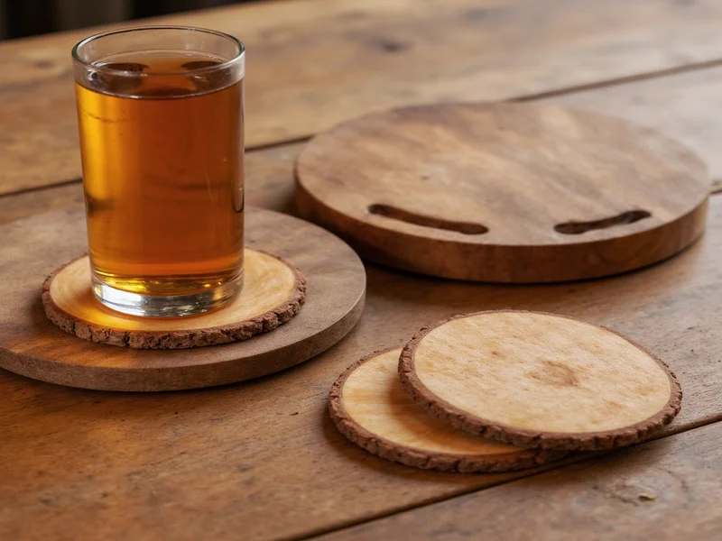 Wood coasters with embedded bottle opener additions