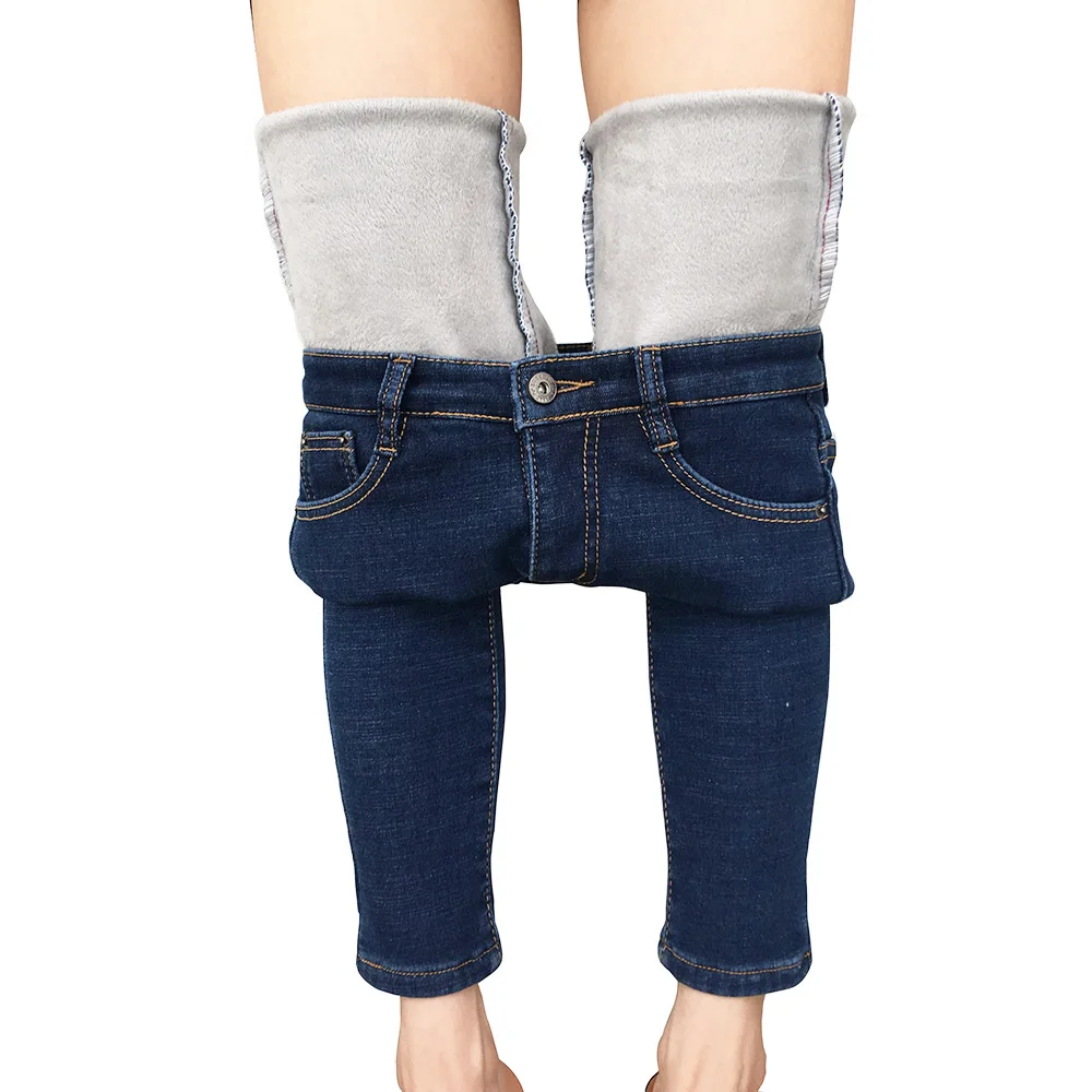 winter women jeans trousers skinny jeans fleece lined denim pants high waist warm thick slim fit fashion hot sale jeans