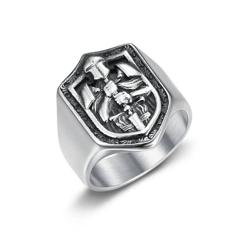Hiphop Jewelry Stainless Steel Samurai Knights Templar Ring for Men