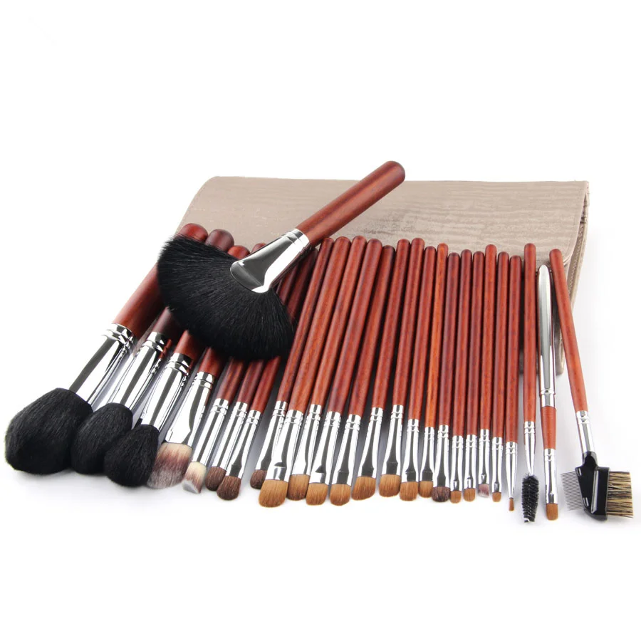 

26Pcs Goat Hair Make Up Brushes Professional Foundation Powder Makeup Brush Set With Bag, Shown as pictures