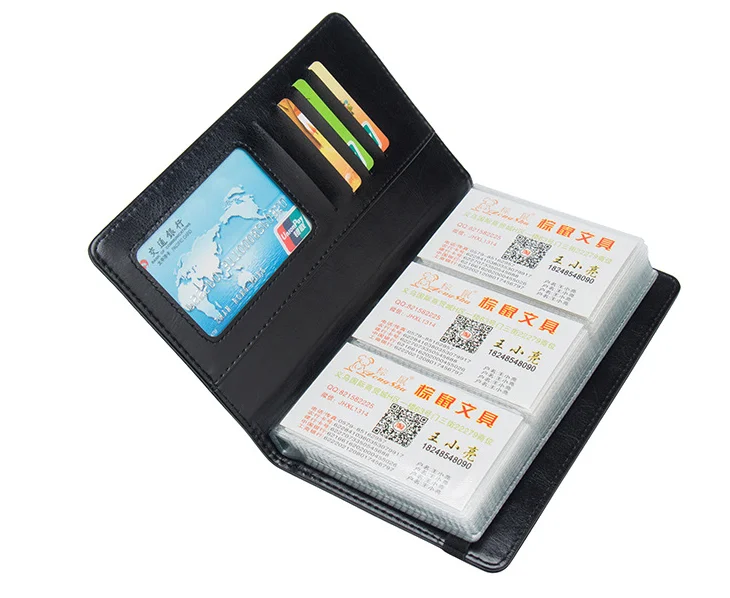 

PU leather business card case large capacity elastic band card holder, Pink, black, red, brown, green