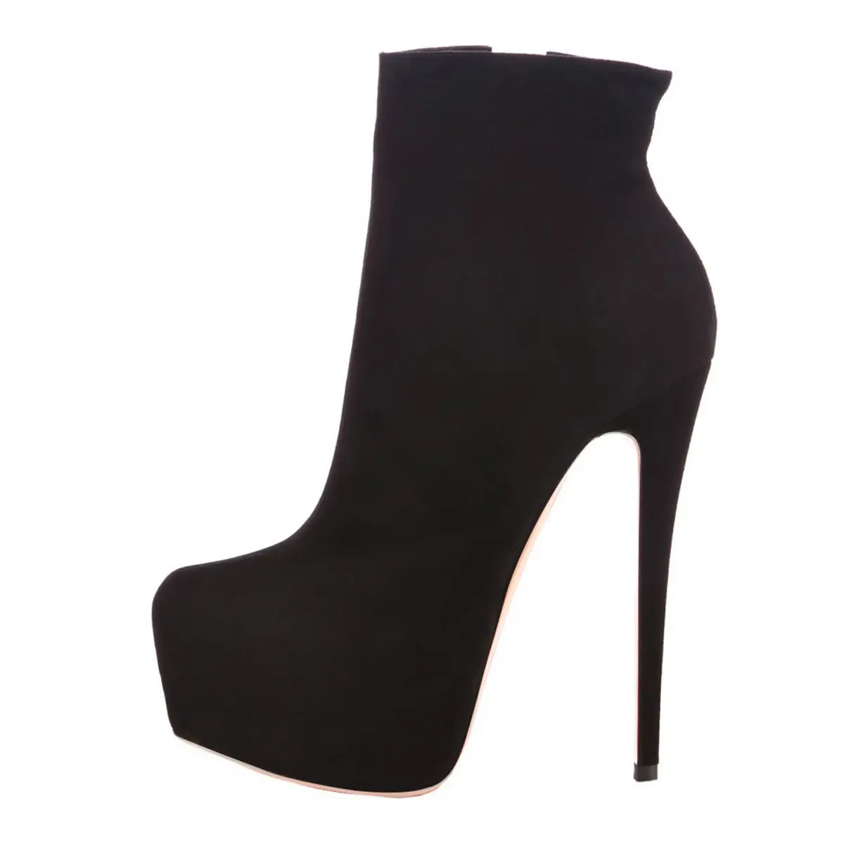 

Fashion New Arrival Round Toe Side Zipper Slim High Heel Ankle Boots, Black