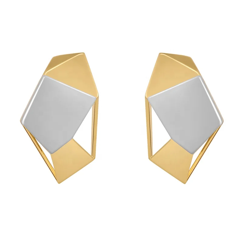 

Original Design 18K Gold Plated Brass Jewelry New In 3D Meteorite Ear Stud Mujer Piercing For Women Gift Earrings E221441