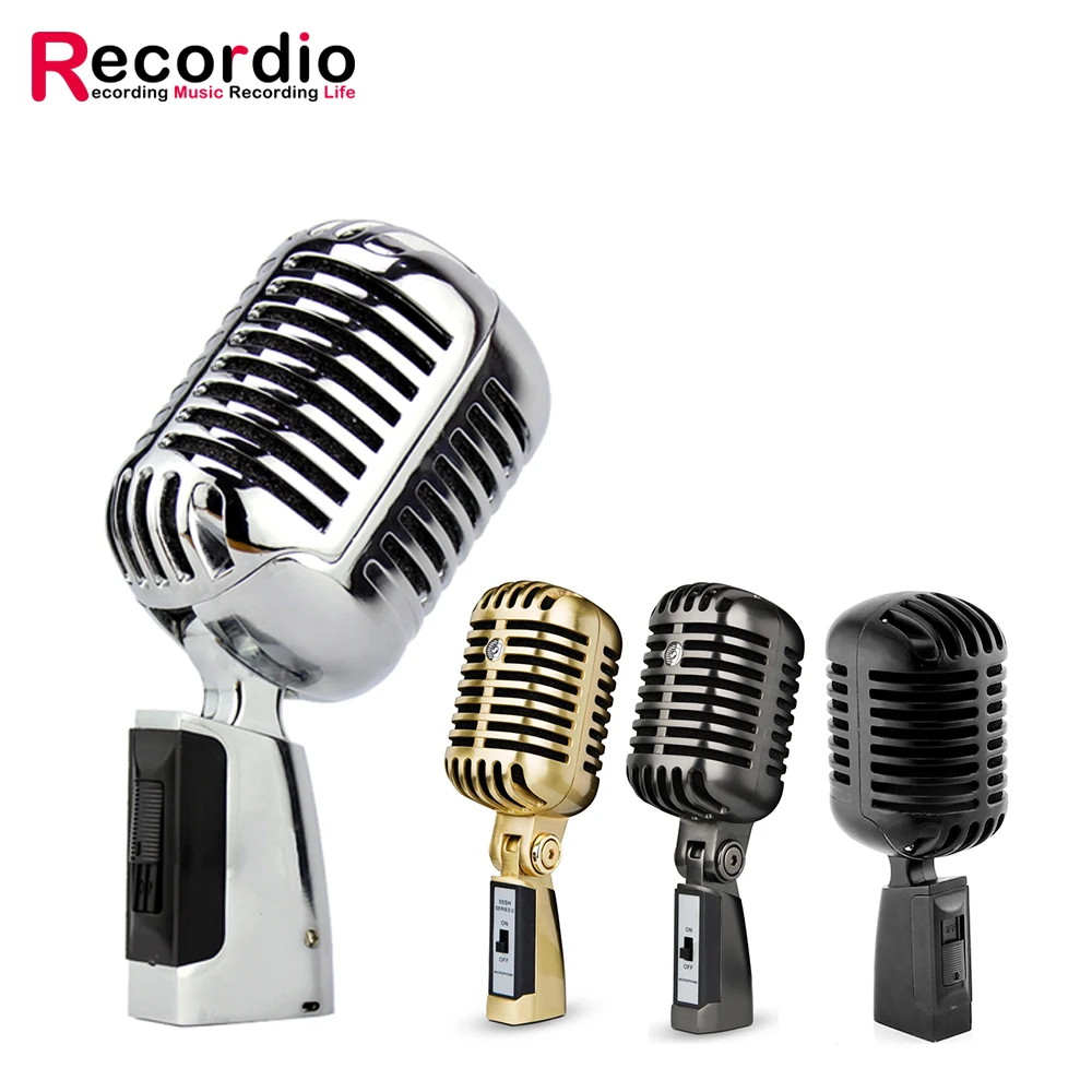 

GAM-FG01 professional retro recording dynamic microphone studio for broadcasting, Silver,black,gray,gold