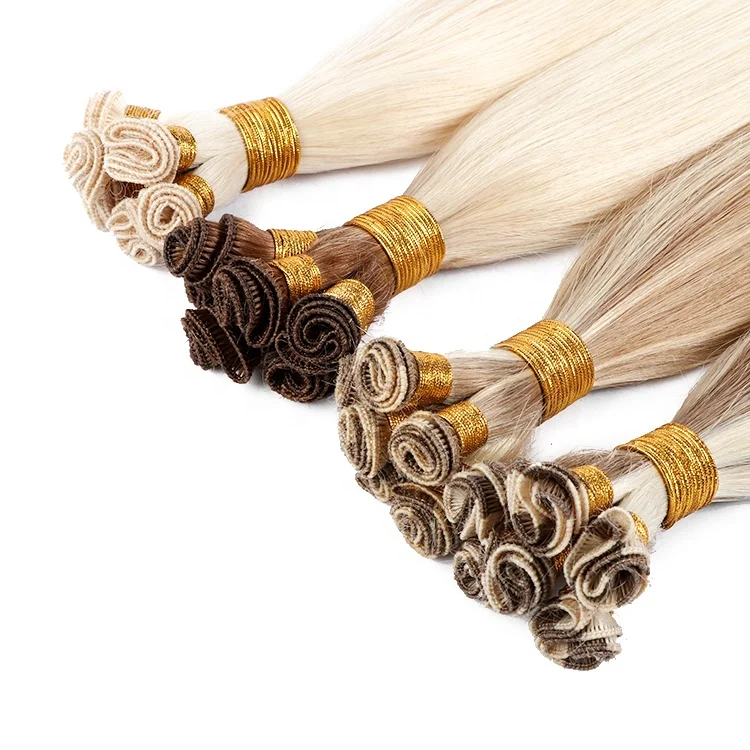 

Hair Hand Tied Wefts Hair Extension Handtied Weft Double Drawn Full Cuticle Remy European 100% Human Hair 10-30 Inch