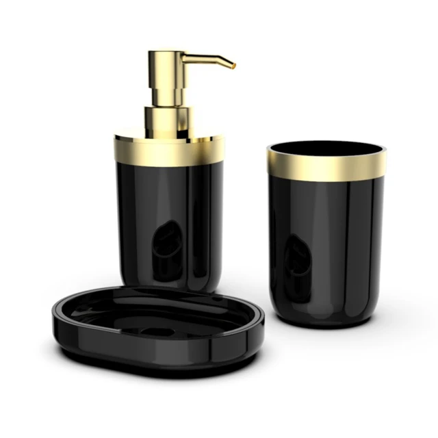 

3 pcs PP bathroom set and durable bathroom accessories, Black
