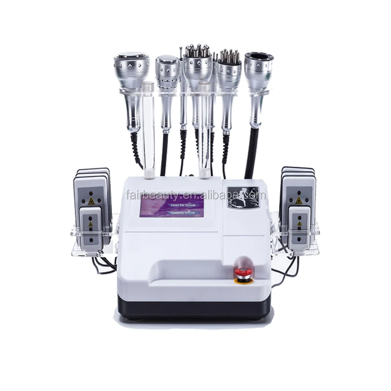 

Salon use 8 in 1 40K cavitation rf bio suction body shape body slimming machine laser pads, White