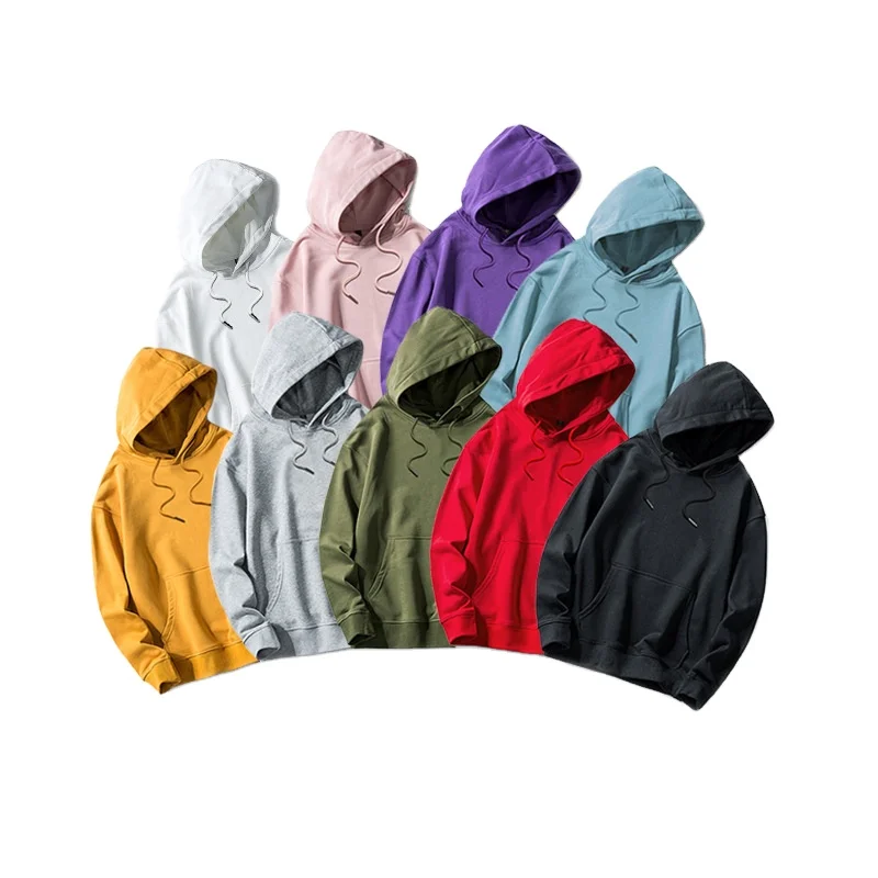 

Low Moq High Quality Free Sample 100% Cotton Plain Color Custom Printed Hoodies for Men