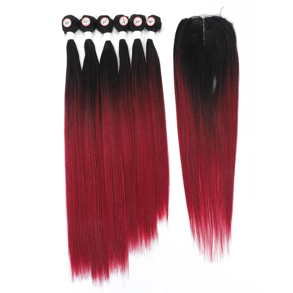 

Deep red wholesale price Straight Multiple Synthetic Hair Extension High Temperature Fiber Suitable For All Women And Girls