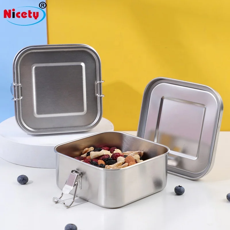 

New Arrival Customized Stainless Steel Lunch Box Leak Proof For Outdoor Food Grade Food Container For Lunch Quadrate Lunch Box, Silver