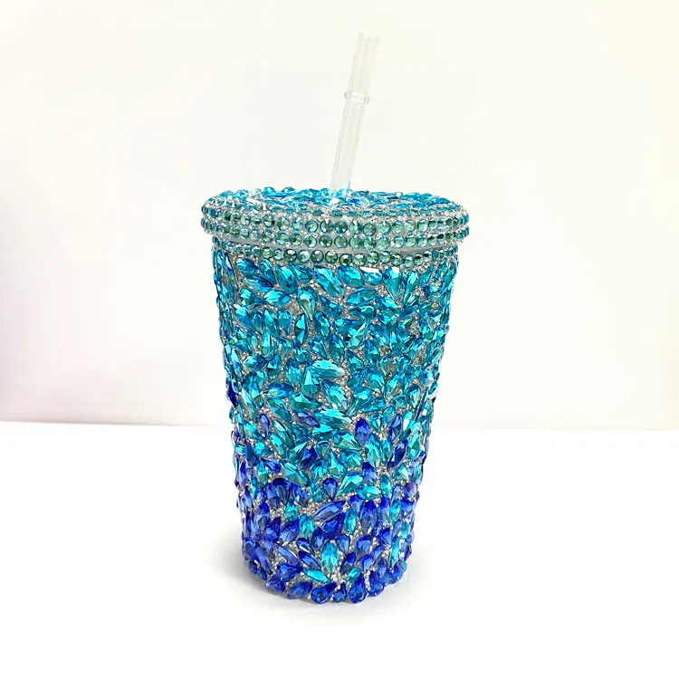 

Fast shipping  glitter diamonds glass rhinestone tumbler BPA free plastic cup, Silver/gold/pink