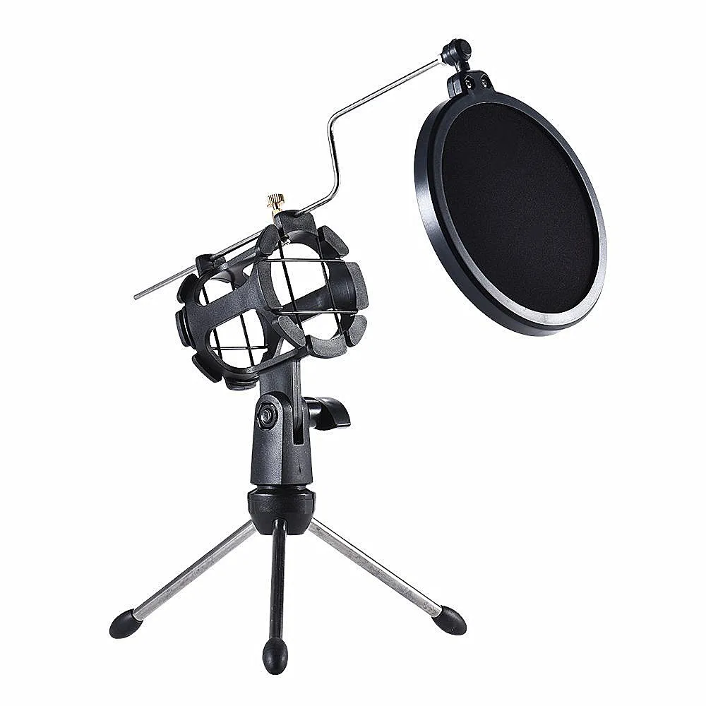 

High quality Professional studio recording mic stand desktop microphone with POP filter tripod