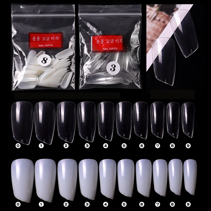 

500pcs Bevel Lipstick Shape False Nail Tips Transparent Natural Artificial Nail Art Tips Acrylic UV Gel Polish Manicure