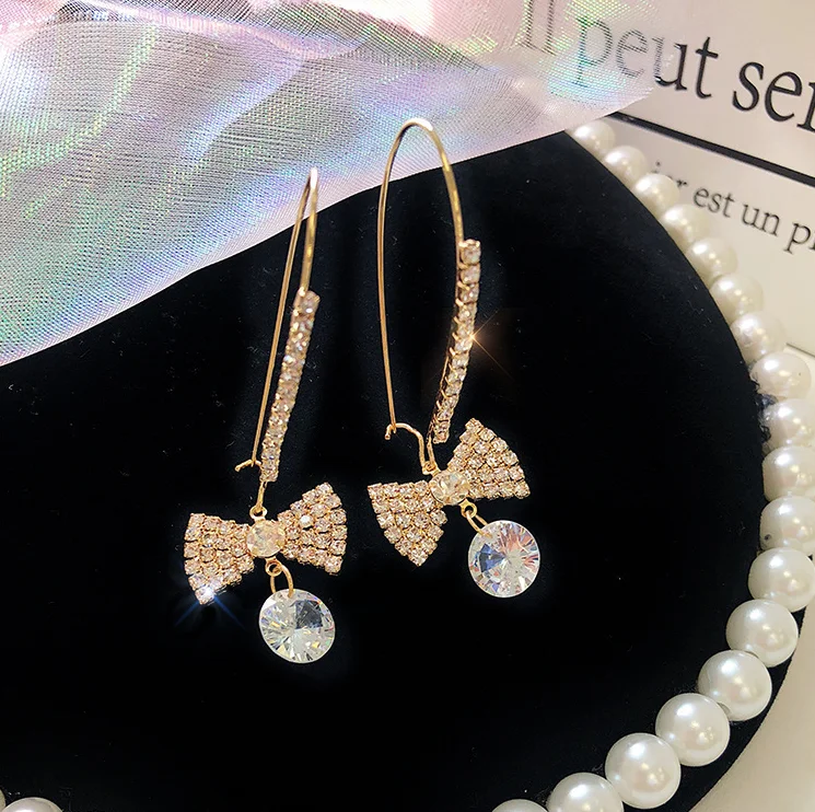 

2020 fashion crystal bow earrings fashion earrings