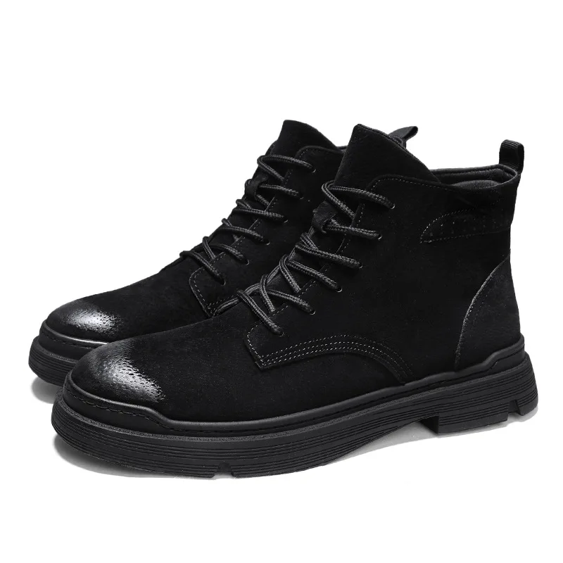 

Amazon AliExpress Hot-Selling Tooling Men's Boots Plus Size Velvet Warmth Thick-Soled High-Top Laces Men Ankle Boot