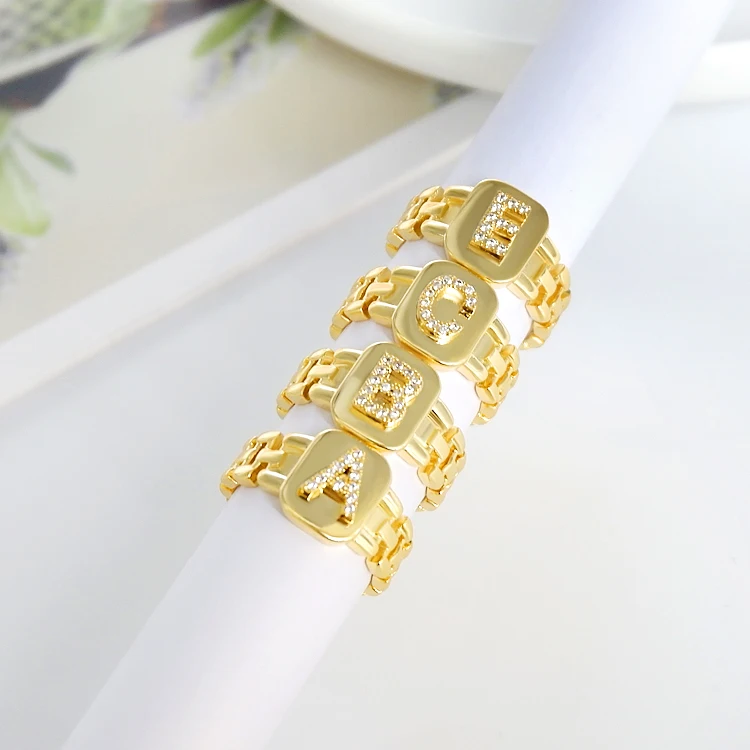

18k gold plated diamond initial alphabet letter m rings