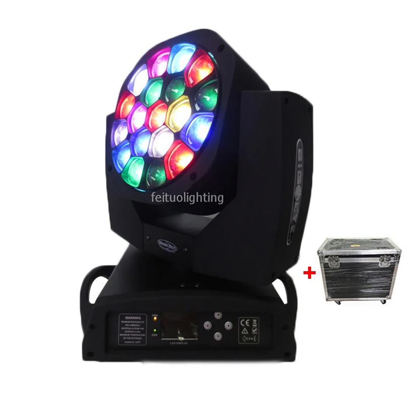 

2 in 1 fly case free shipping zoom function 19x15 bee eye led beam moving head rgbw 4in1 stage dj christmas light