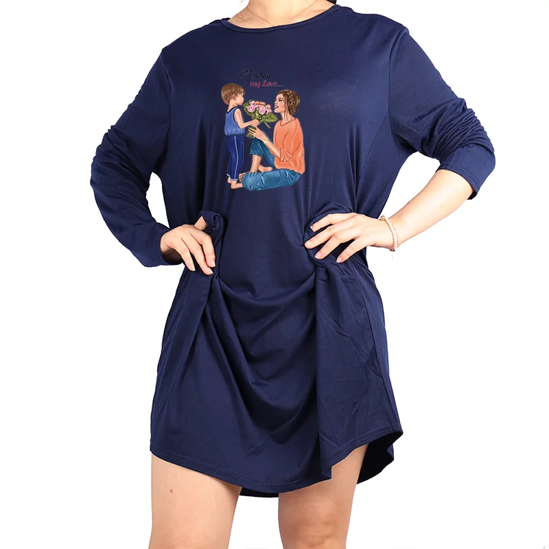 

2021 New Arrival fashion jersey dress women long sleeve women clothing graphic print casual tshirt dress loose fit