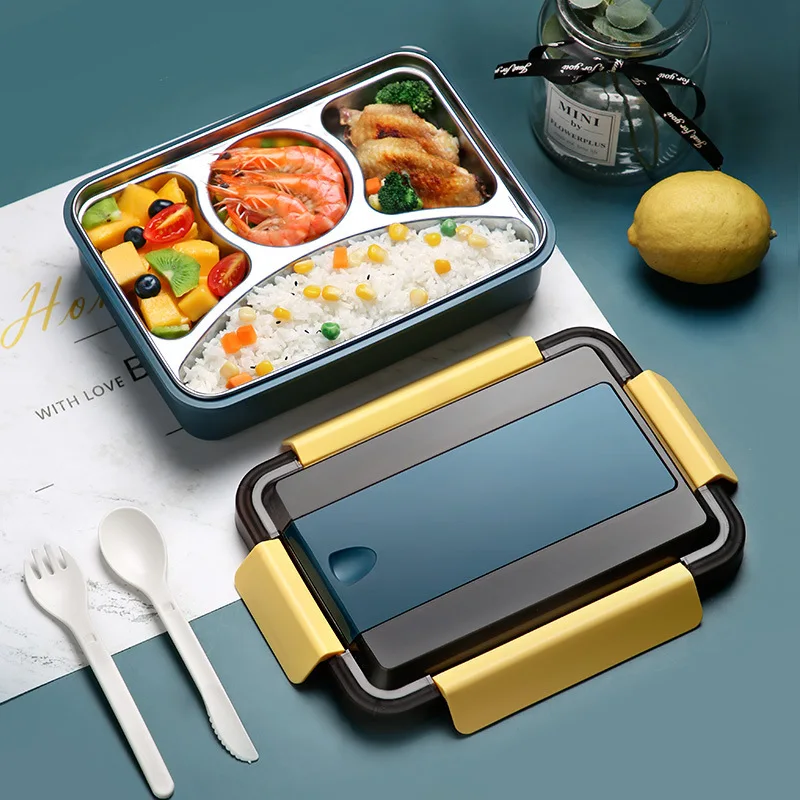 

Hot Selling Leak-proof Take Away Rectangular stainless Steel Lunch Box Set Bento Lunch Boxes