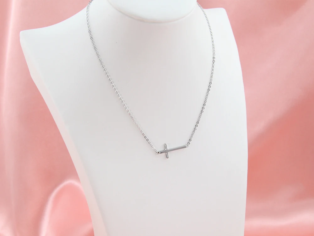 Initial Necklace Jewelry Sideway Cross 