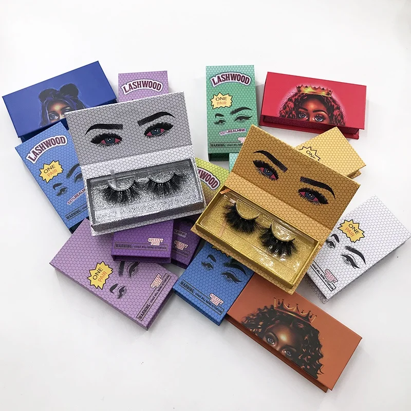 

FDshine fluffy mink lashes with magnetic lashwood boxes 3D dramatic eyelashes custom package