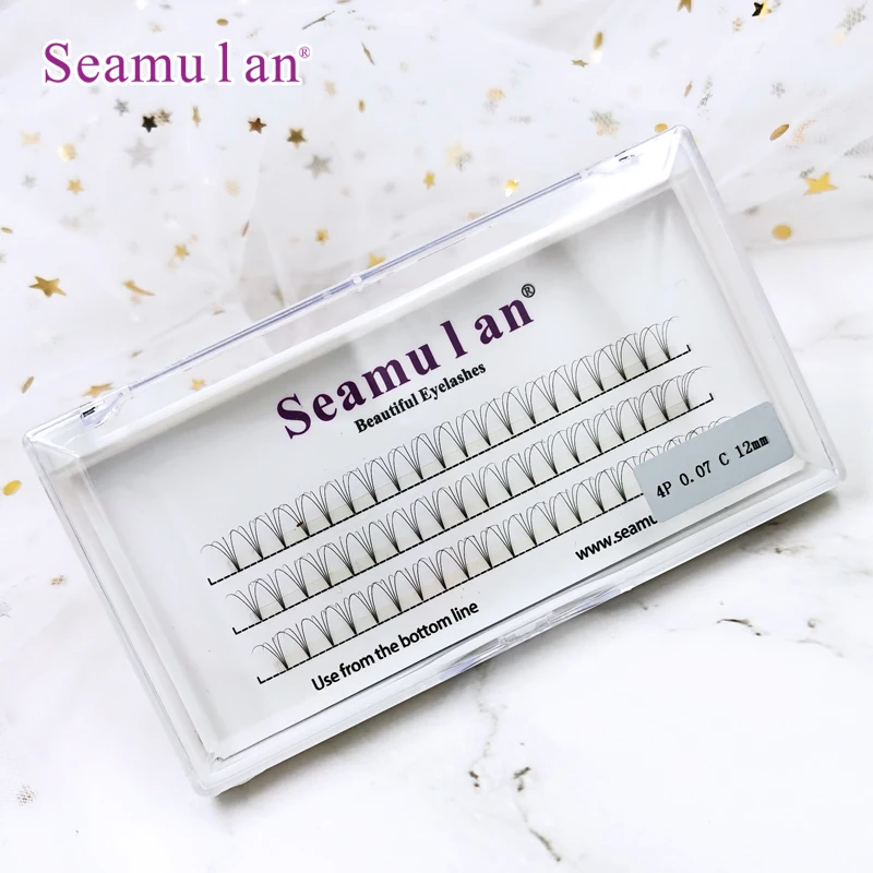 

Available now 0.07 C 3Lines Premade Volume Fans Short Stem Fan Eyelashes Korean Black White Box Style Package Feature Hand, Natural black