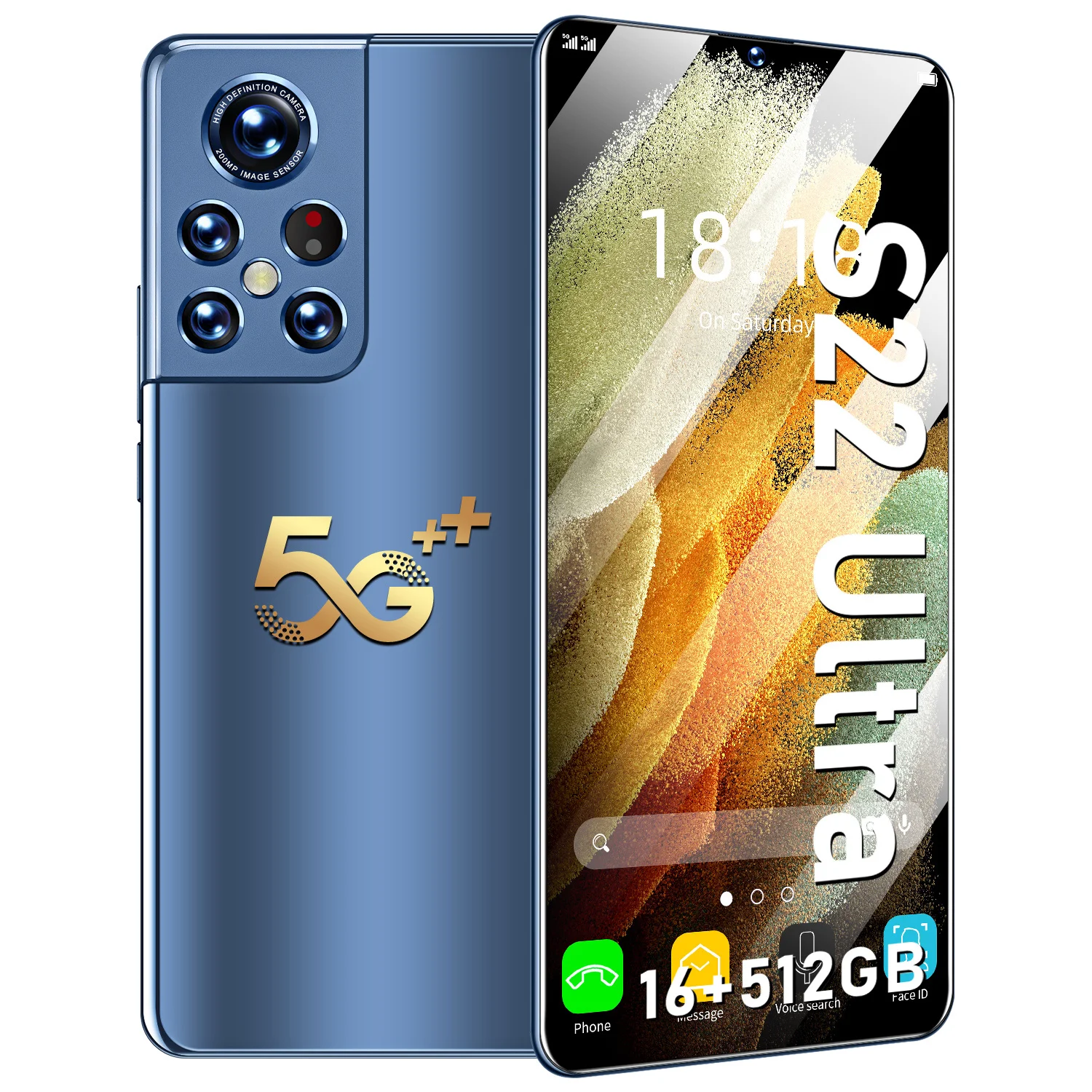 

5G Original S22 Ultra Smartphone 6.9 inch Full Screen 16+512GB Android Mobile Phones With Face ID Unlocked Cell Phone, Black,white,gray