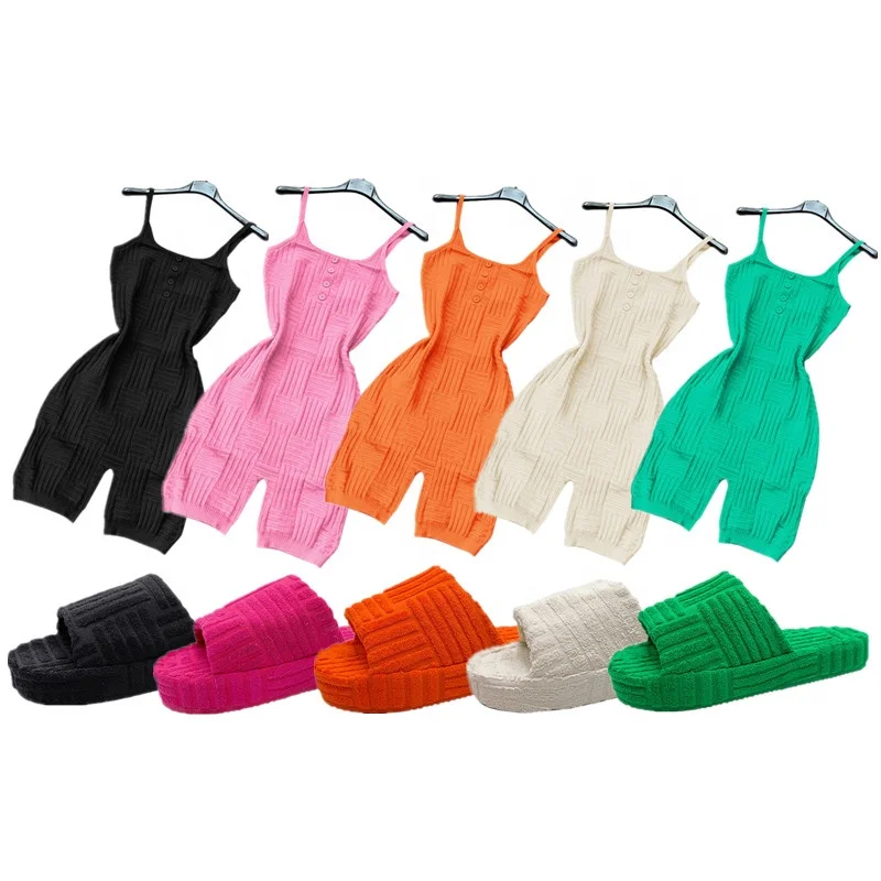 

Huiya Sexy bodycon jumpsuits for women shorts lounge jumpsuit casual romper outfits with fashion fur slippers