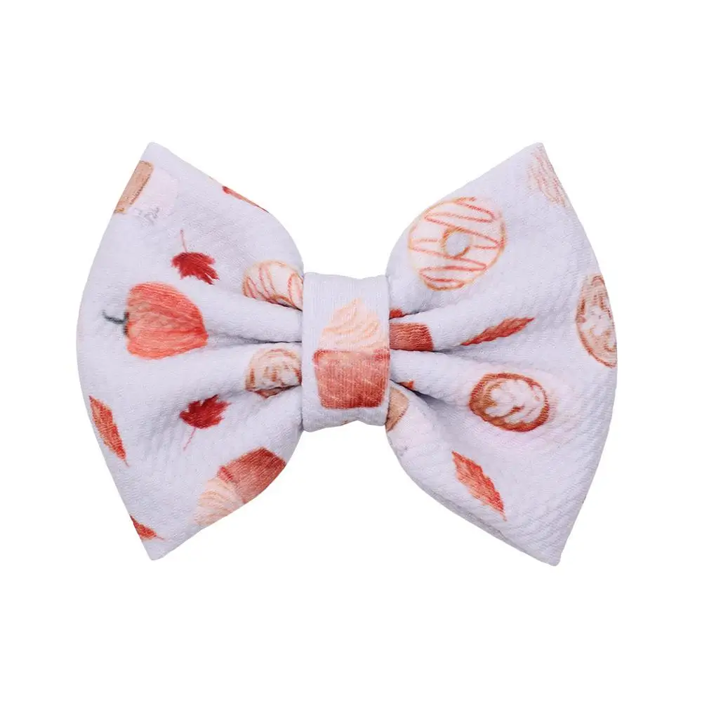 

Chic Printed 5" Waffle Texture Hair Bow Barrette Kids Girl DIY Hair Accessories For Women Hair Clip Rainbow Sunflower Headwear, 11 colors