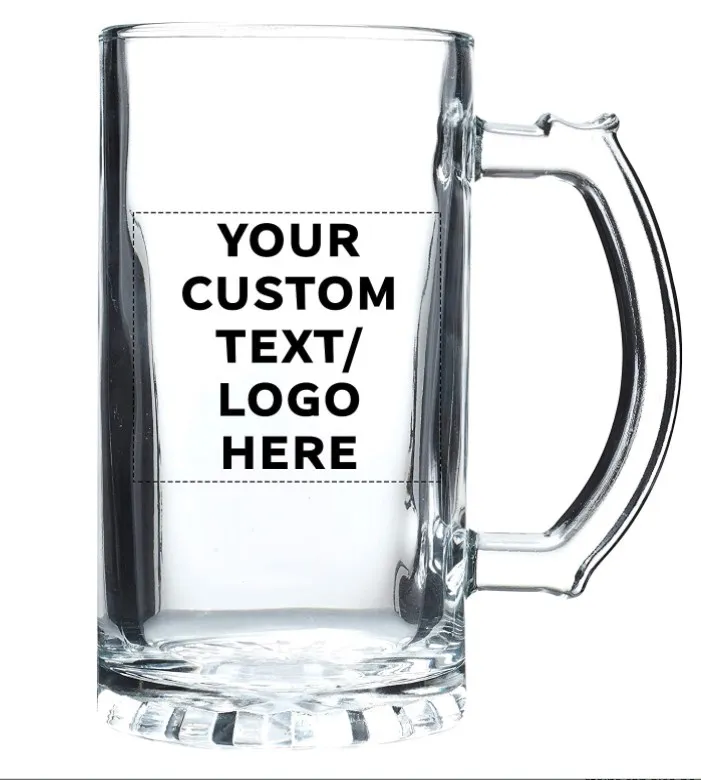 

Accept Customized Logo Wholesale 380ml Rock Beer Mug 12OZ Craft Beer Glass With Handle wine cup glass, Transparent clear