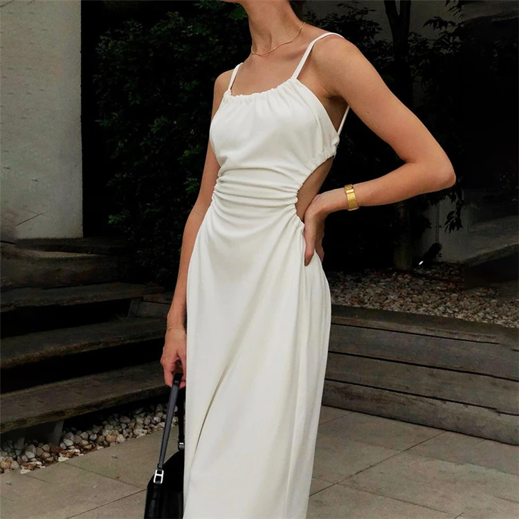 

DUODUOCOLOR Summer solid color backless midi casual fashion street style clothing women hot sexy club wear dress girl D97956