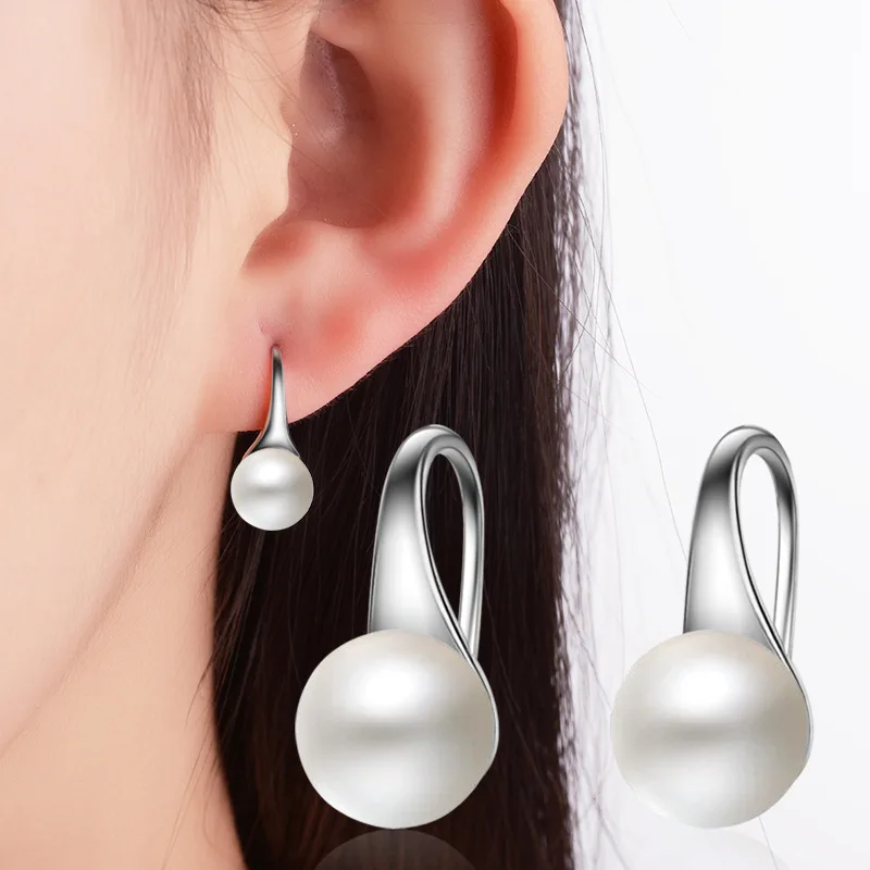 

imitated Pearl Bead Earrings Silver Color stud Earrings for Women Girls Accessories Designer Jewelry