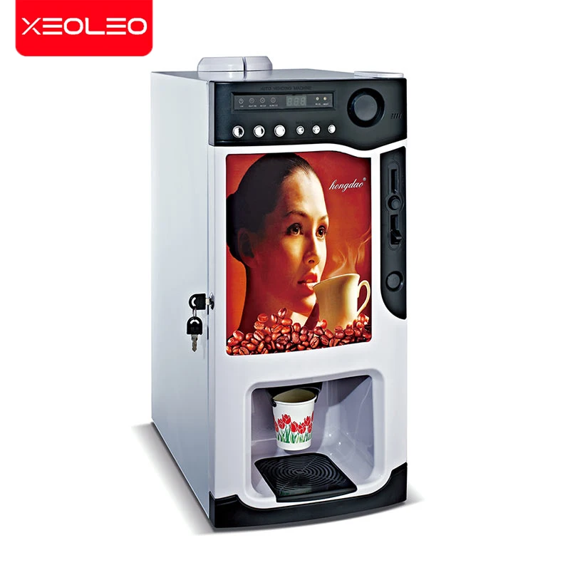 

Xeoleo Commercial Coin Coffee machine 3 canisters 1600ml*3 Vending Coffee machine Automatic drip coffee making machine 820w