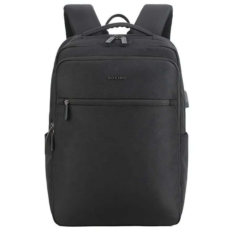 

2023 fashion simple USB polyester travel men's business backpack with laptop compartment