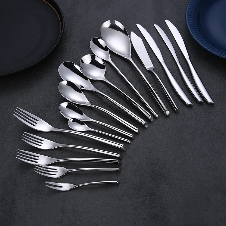 

High Quality Shiny Stainless Steel Spoon Fork Set Silver Custom Hotel Cutlery