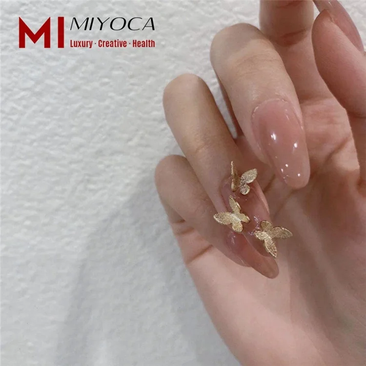 

MIYOCA 24pcs Hot Selling Private Label Luxury Design Press On Nails Rhinestone Short Grils Fake Nails Acrylic Nail Tips Natural, White aurora butterfly