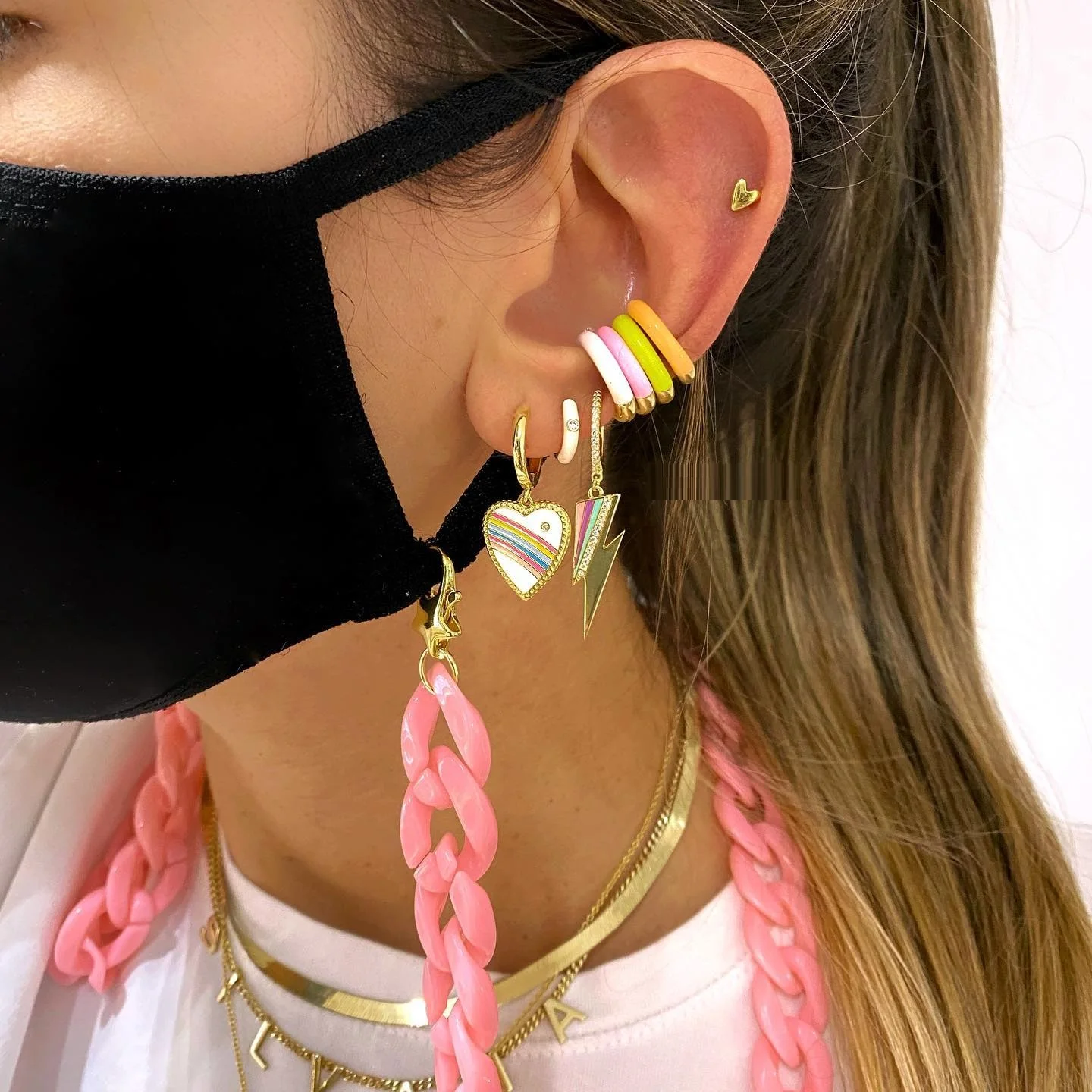 

heart charm hoop earring colorful neon fashion women valentine's gift jewelry, Picture