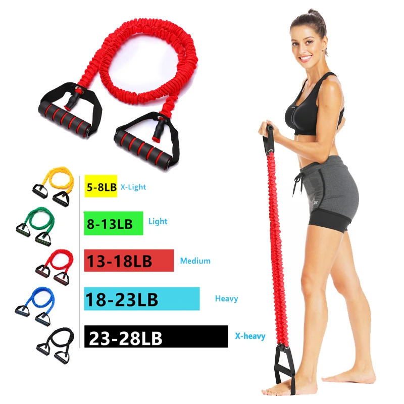 

Fitness Accessory Elastic Pull Rope Banda Elastica Ejercicio Anti Break Protection Tension Belt Resistance Band Exercise Workout, Black yellow red blue green