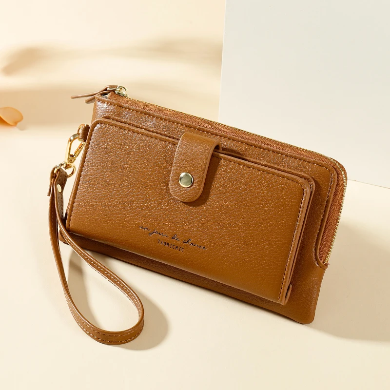 

TAOMICMIC New Style Zip Long Women Wallet Simple Multifunctional Ladies Wallets Brown cell Phone Purse, Black/brown/green/pink/red