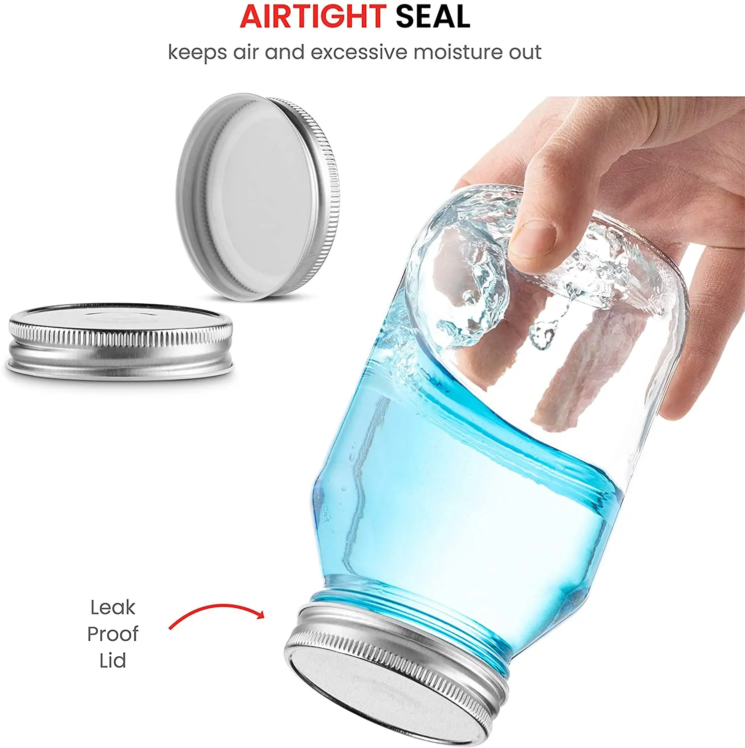 

32 Ounce Regular Mouth Mason Glass Jars with Silver Metal Airtight Lids for Dry Food., Clear