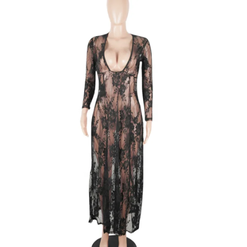 

Hot sale sexy V neck lace long sleeve underwear plus size sexy lingerie hot transparent, Accept customized