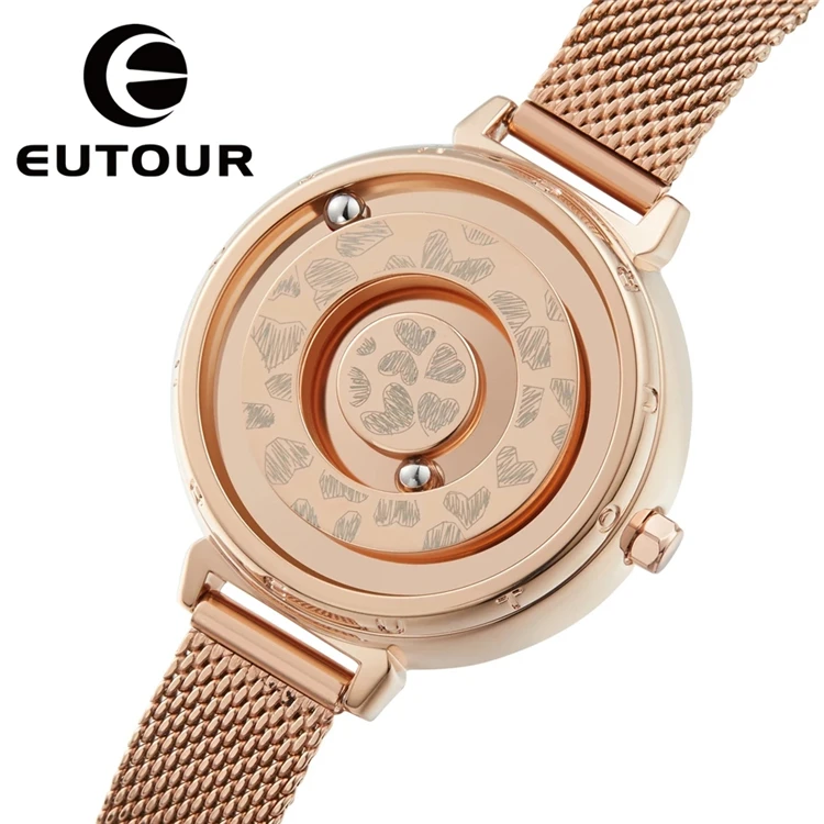 

Magnetic Gold Watch EUTOUR Luxury Ladies Watch Quartz 2021 Stainless Steel Wrist Watch Fashion Female Clock Dropship