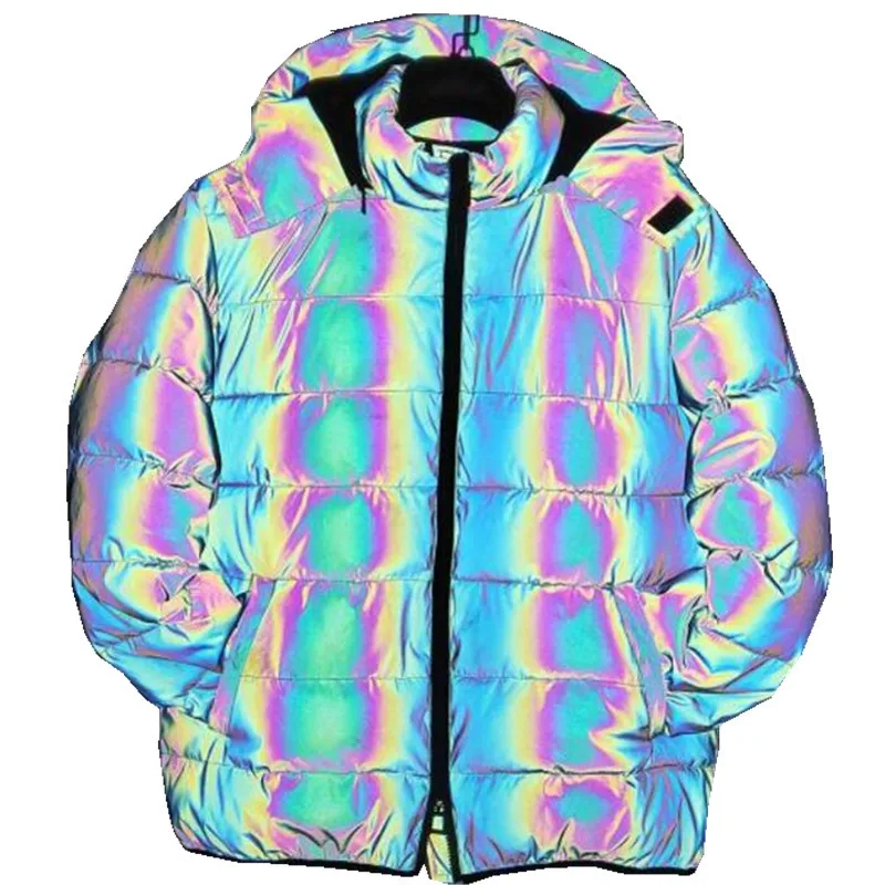 

Wholesale New Fashion Glossy Bubble Detachable Cotton Thick Puff Jacket Winter Women Reflective Hoodies Coat