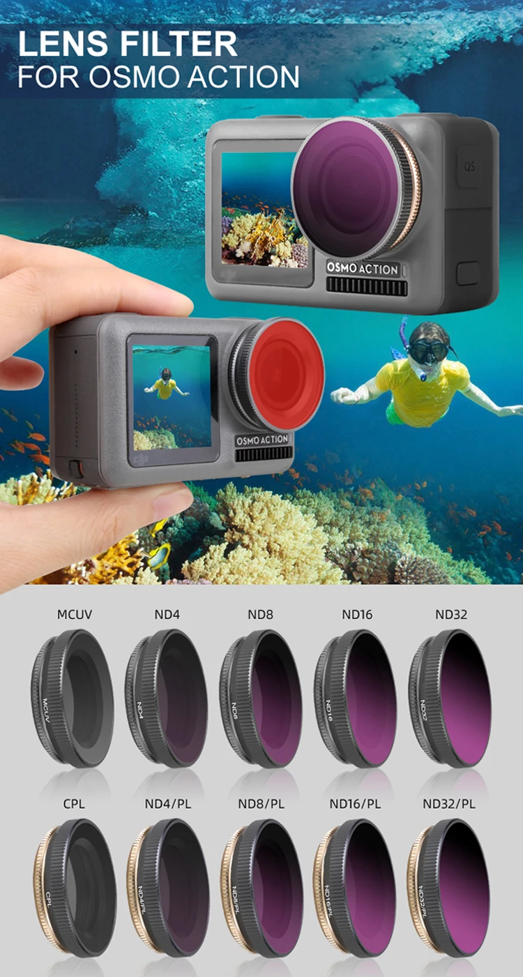 Freewell Neutral Density ND8 Camera Lens Filter Compatible with Osmo Action Camera