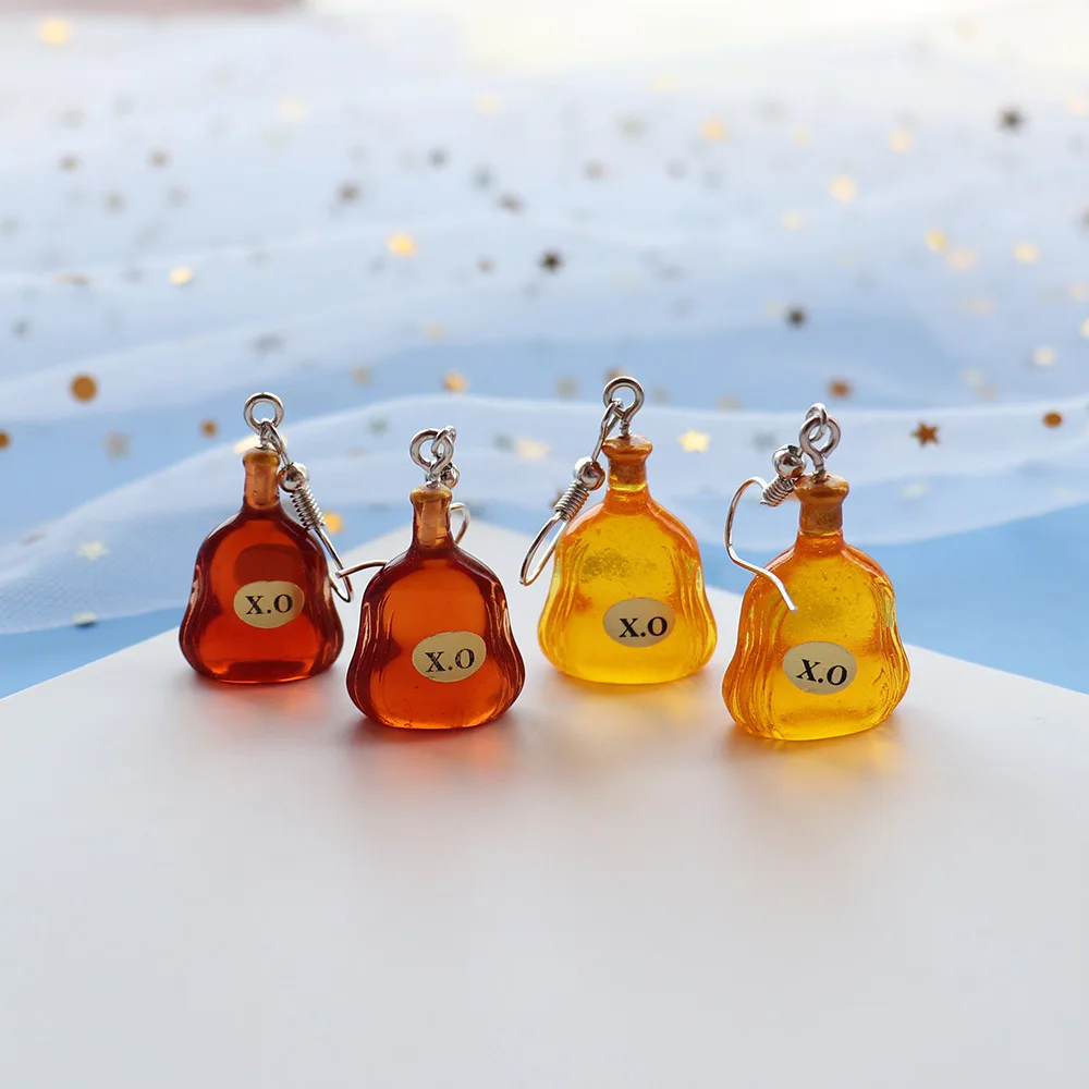 

New Arrival Hot Style Creative Funky Acrylic Simulation Cute Unique Cool Mini Bottle Personality Resin Pendant Earrings