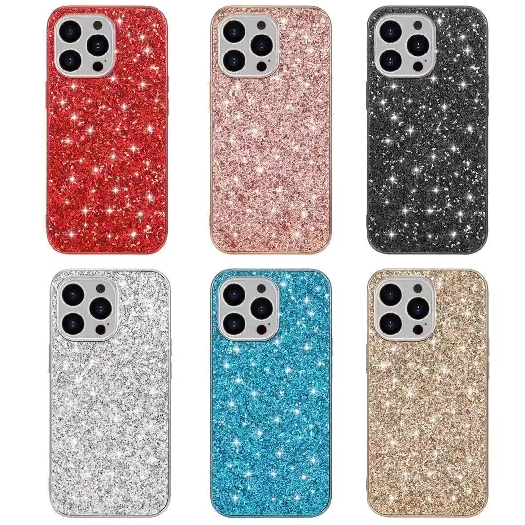 

Amazon hot sale real paillette glitter shiny mobile covers phone case for iphone 13 pro max fundas, Black, gold, rose gold, silver, red, blue