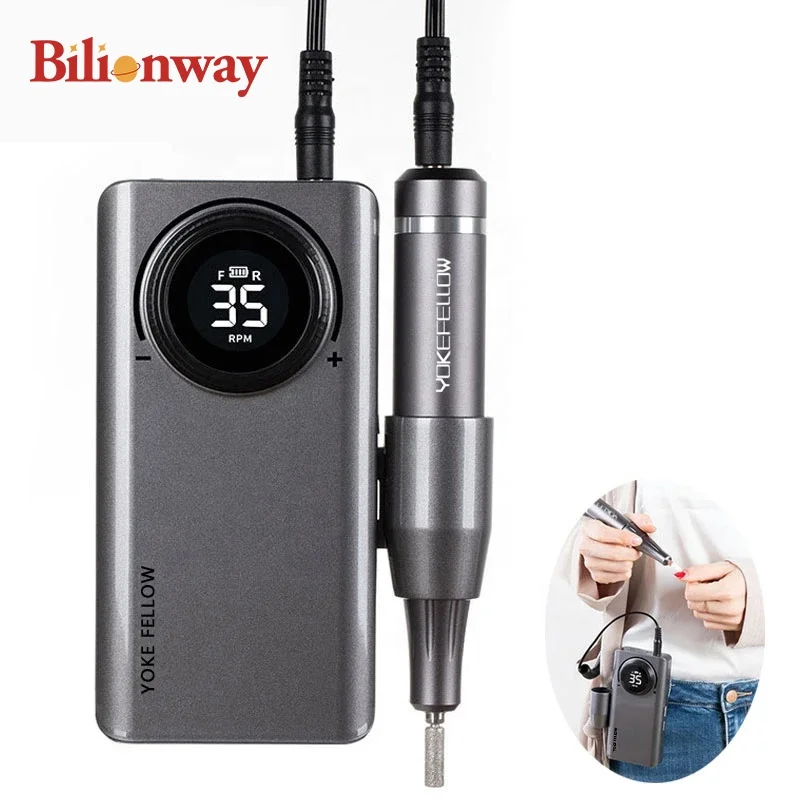 

Private Label 35000rpm Cordless Electric Rechargeable for Pedicure Tools Nail Drill Machin, Black silver gray