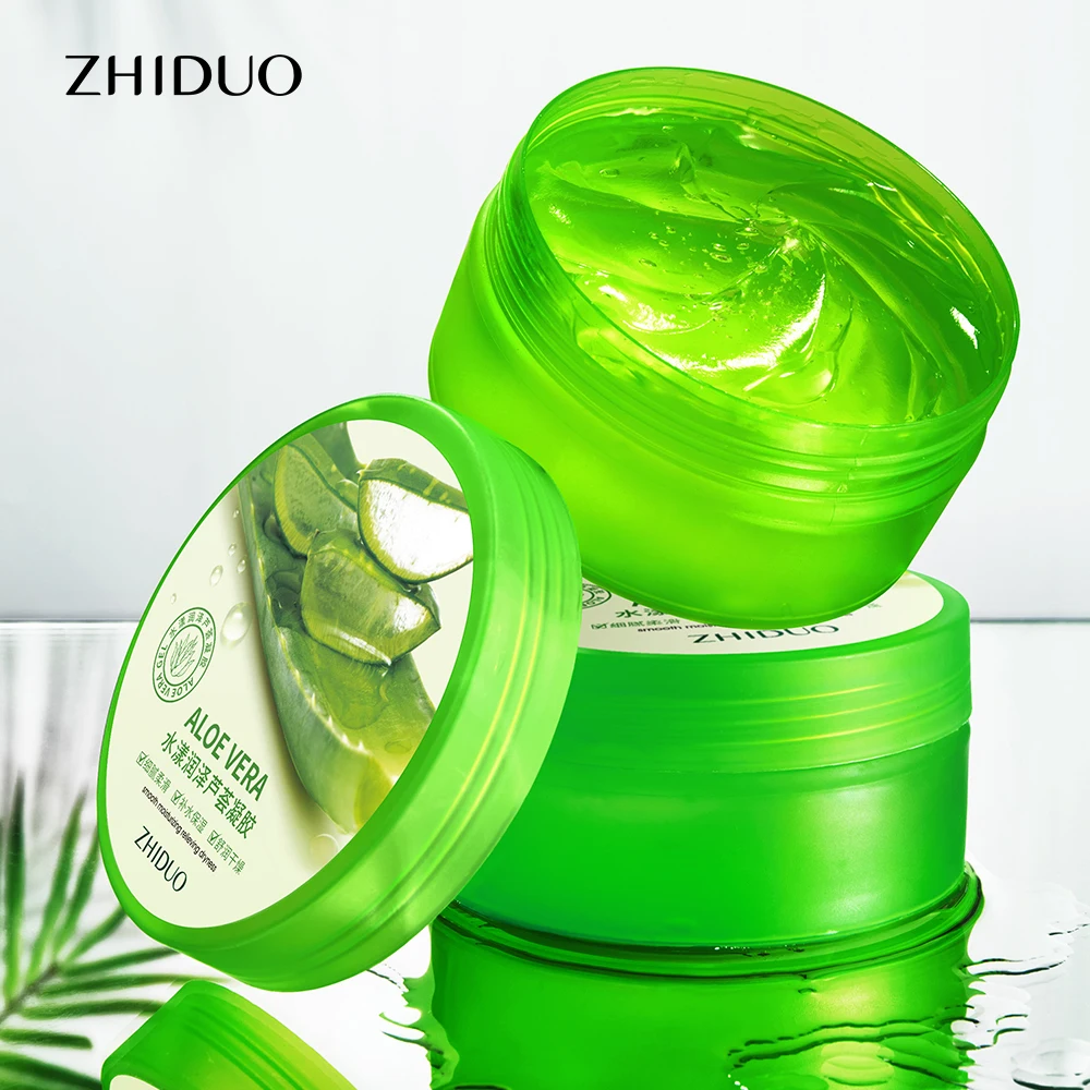 

ZHIDUO aloe vera gel moisturizing mask skin care after-sun repair face skin private label, White