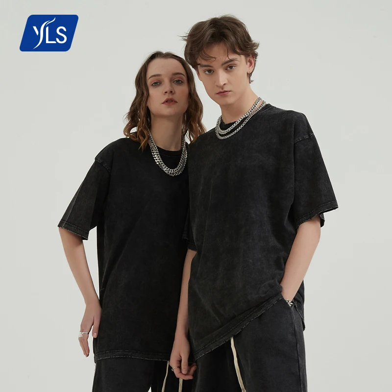 

YLS Wholesale Streetwear Custom Design Blank Vintage Stone Washed T Shirts 100 Cotton for Men